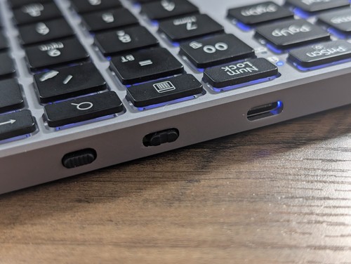 Tri-Mode Aluminum 7-Color Backlit BT/USB Scissor Switch Number Pad Numpad (Gray) - 第 4/6 張圖片