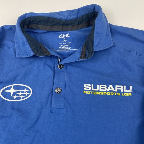 Polo Kuhl Subaru Motorsports EE. UU. Para hombres M Azul Algodón Patrocinador 3 Botones - Imagen 8 de 9