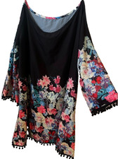 Plus size black floral straps and off the shoulder dress