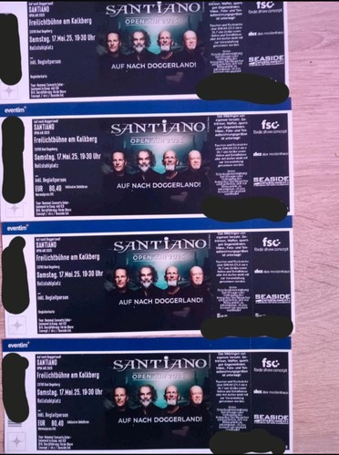 2 Rollstuhltickets inkl 2 Begleitkarten für Santiano am 17.5.25 in Bad Segeberg - Bild 1 von 1