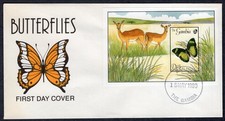 FAUNA ANIMALS BUTTERFLY INSECT S/S 1989 GAMBIA FDC