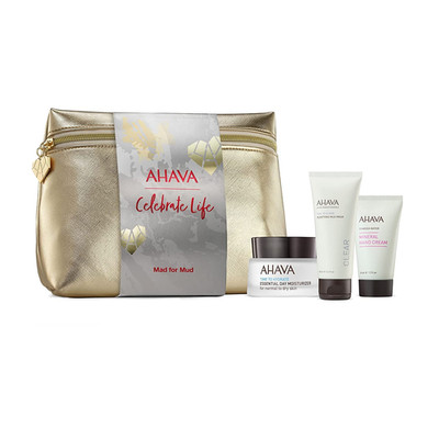 AHAVA Mad for Mud Gift Set - Includes Essential Day Moisturizer 1.7 Fl.Oz, Purif