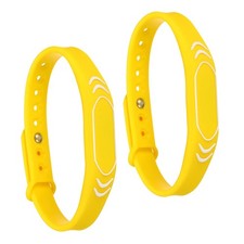 2pcs RFID Silicone Wristbands 13.56MHZ IC Card Bracelet ID Wrist Bands Yellow