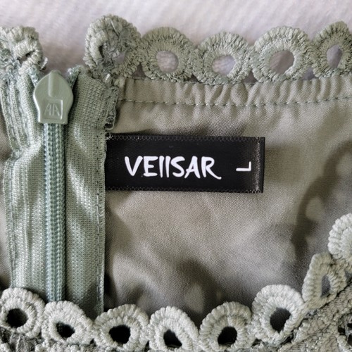Vellsar Sage Green All Over Lace Lined Sleeveless Dress Cocktail Party Size L - Picture 9 of 13