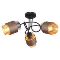 Deckenleuchte Deckenlampe Wohnzimmerlampe Schwarz Glas Amber 3-Flammig D 43 Cm