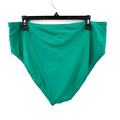 Lands' End Chlorine Resistant High Leg High Waisted Bikini Swim Bottoms green L - Picture 4 of 6