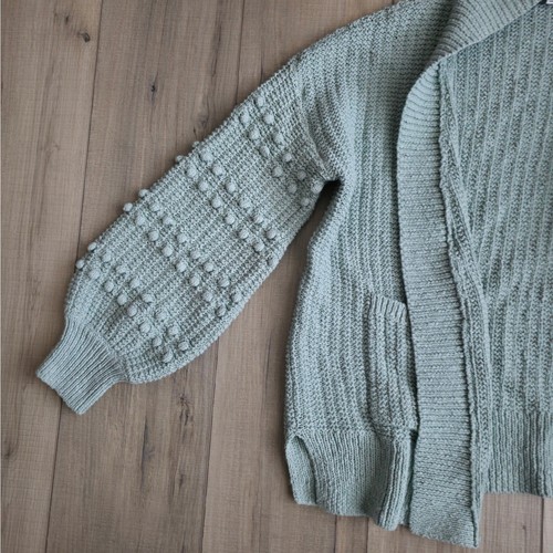 Madewell Bobble Cardigan Sage Green Cable Knit Open Cardigan Sweater Women Sz S - Picture 4 of 12
