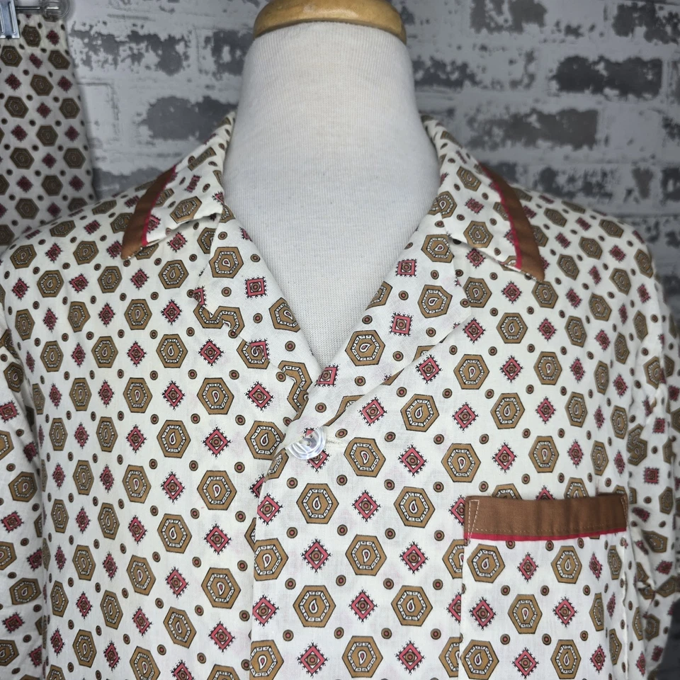 Juego de Pijama J C Penney Towncraft Para Hombre Grande De Colección Años 70 Geométrico Retro Estampado Paisley Foto 2 de 4