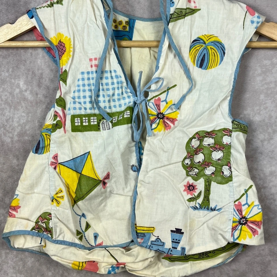 Chaleco Kurtz & Yate Niños Vintage Años 50 Sin Mangas Top Estampado Novedad Algodón Foto 2 de 4