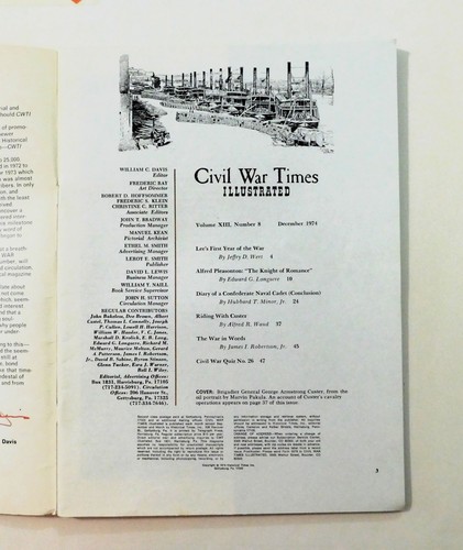 Civil War Times Illustrated Magazine December 1974 General Custer Cover Vintage - Picture 3 of 3