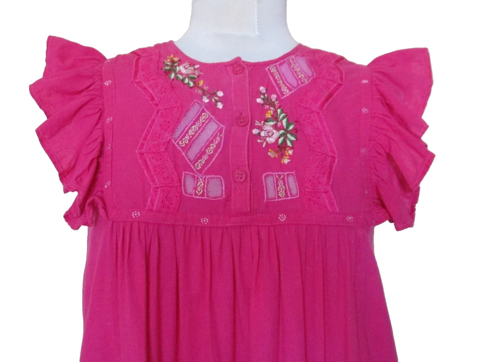 Maxi Vestido De Colección Carisma Bohemio Años 70 Caftán S/M Mujeres Rosa Algodón Bordado Foto 2 de 4