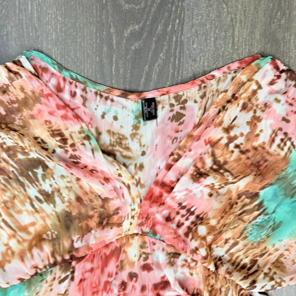 Cubierta de playa transparente Bisou Bisou talla grande rosa verde azulado marrón estampado animal Foto 4 de 4