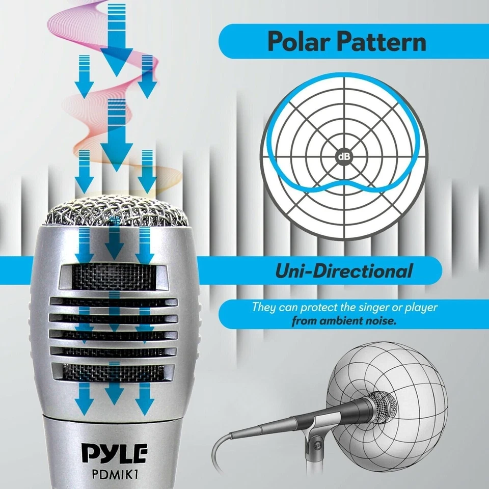 Pyle PDMIK1 Professional Moving Coil Dynamic Handheld Microphone, 6.5 Ft. Cable - Image 3 of 4