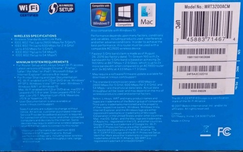 Linksys WRT3200ACM AC3200 Dual-Band MU-MIMO Gigabit Wi-Fi Router - Afbeelding 7 van 9