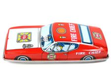 Vintage 1960s Lithographed Tin Toy Friction FIRE CHIEF Car - Made in Japan
