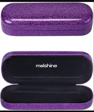 molshine Bling Hard Shell Glasses Case,Portable Sparkling Medium, Purple