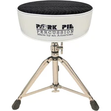 Pork Pie Round Drum Throne Silver Sparkle with Black Swirl Top