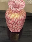 Vintage Small Murano Dark Pink Millefiori Art Glass Vase  3 3/4” Tall