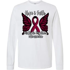 Inktastic Multiple Myeloma Cancer Awareness Hope & Faith Long Sleeve T-Shirt Tee