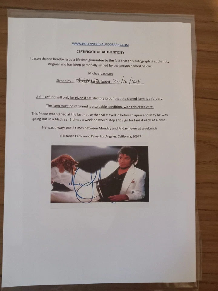 Michael Jackson Signed Picture From 2009 Outside His Final Residence - Image 2 of 2