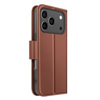 Avizar, Portemonnaie Etui Iphone 17 Pro Premium Leder Mit Standfunktion, Braun