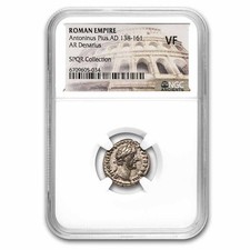 Roman AR Denarius Emperor Antoninus Pius (138-161 AD) VF NGC