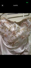 Strapless White Satin A-Line Wedding Dress, Beaded Embroidery, Full-Length