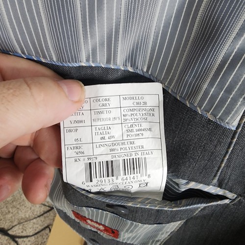 Caraveli 3 Piece Suit Mens 48L 38X34 Gray Double Vented Peak - Picture 8 of 13