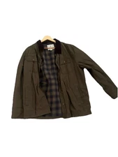 Mutual Weave Men's Jacket Dark Green w/Brown Corduroy Collar-Plaid Lined-Size Lg