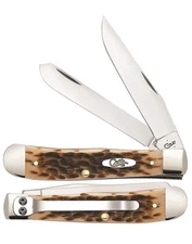 Case XX USA Peachseed Jig AMBER Bone 6540 Stainless Trapper Pocket Knife w/Clip
