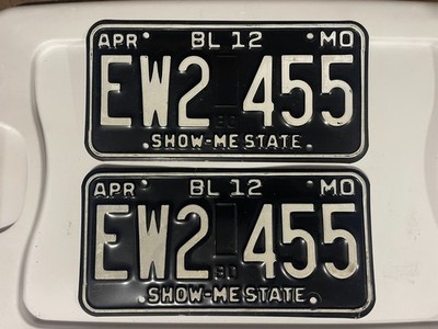 1980 MISSOURI LICENSE PLATE PAIR TRUCK APRIL EW2 455