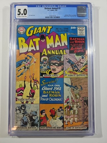 Batman Annual #2 DC Comics 1961 CGC 5.0 OW/W Pin Up Kalender
