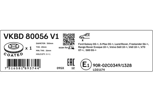 2x BRAKE DISC VKBD 80056 V1 FOR VOLVO V60/II/Cross/Country/Van V70/III S80 1.6L - Picture 4 of 8