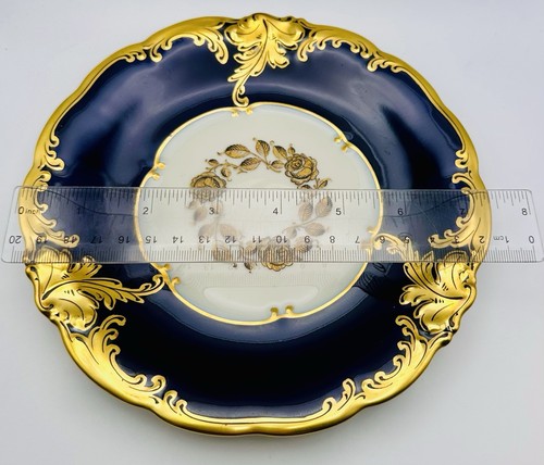 KPM Friederike Echt Kobalt 24K Gold Roses Porcelain Salad Dessert Plate 7.5” - Picture 8 of 9