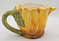 SUNFLOWER Yellow Ceramic Pitcher Home Art Decor Floral Flower