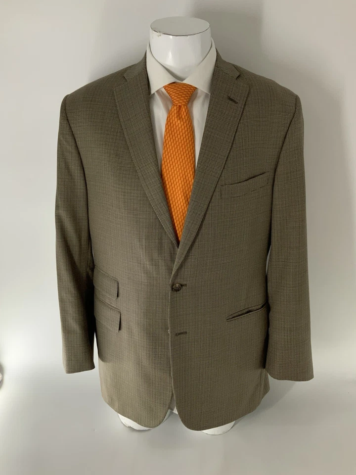 Blazer Tom James Executive Collection 43L Marrón Azul Cuadros Lana 2B 1V YGI Q5-33 Foto 2 de 4