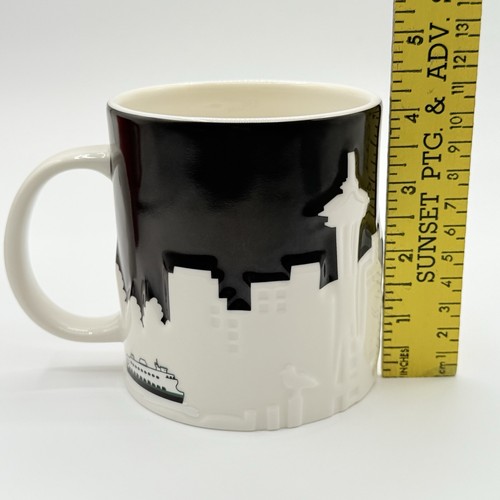 Seattle Starbucks Collector Series Mug 3D City Relief Black White Skyline 2012 - Picture 11 of 13