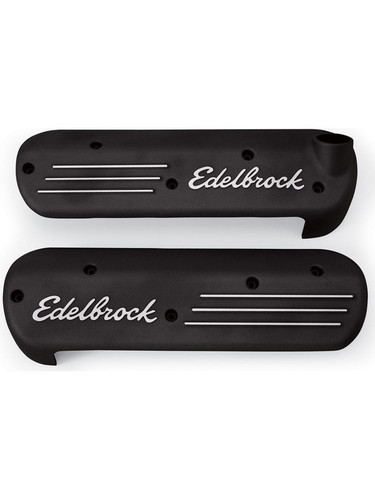 Edelbrock Ignition Coil Covers Aluminium Black Powdercoated Edelbrock Lo (41183) - Picture 1 of 12