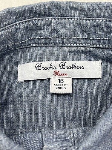 Brooks Brothers Fleece Girls Size 16 Long Sleeve Blue Button Down Dress Shirt - Picture 3 of 3