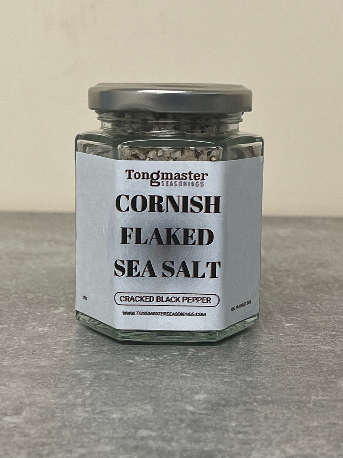 Tongmaster Cracked Black Pepper Cornish Flaked Sea Salt - 125g