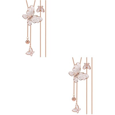  2 Count Schmetterlingskette Winterkleidung Schmuck Glänzende Halskette