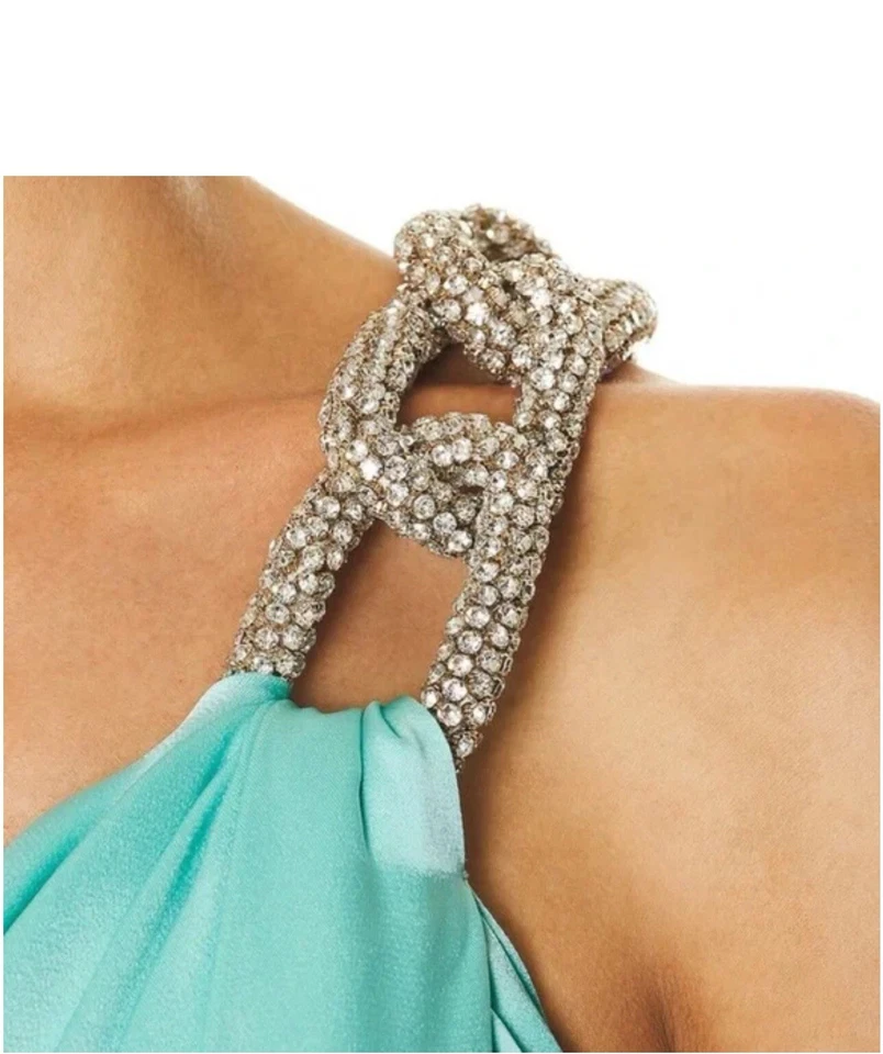 Vestido de cristal novo com etiquetas Stella McCartney Falabella em água-marinha italiano 42/6 EUA - Imagem 3 de 3