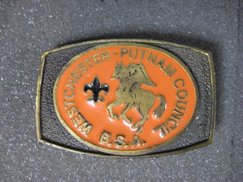 VINTAGE BOY SCOUTS OF AMERICA BRASS BELT BUCKLE BSA Westchester Putnam Council - Picture 2 of 6