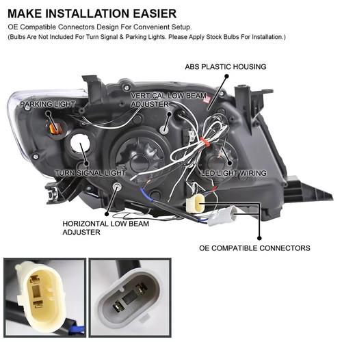 Faros proyectores LED halo negros para Toyota Corolla 2009-2010 lámpara L+R 09-10 - Imagen 3 de 11