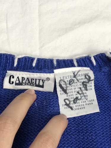 Capacity Women Vest Sweater Christmas Knit Button Blue Embroidered Size XL - Picture 4 of 9
