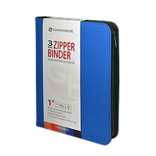 Zipper Binder with 3 Ring Clip - Blue