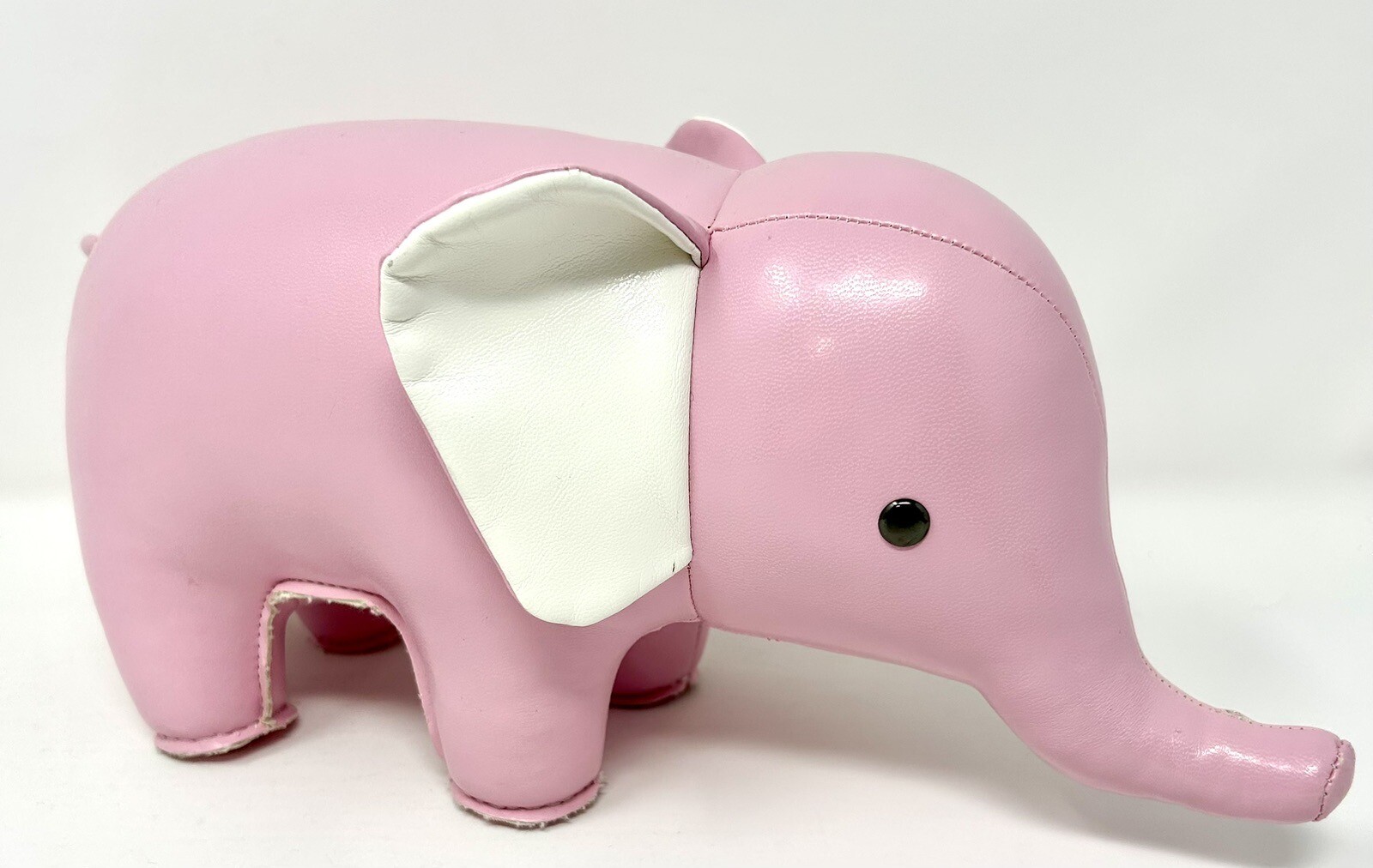 Zuny Pink Faux Leather Elephant Weighted Bookend Doorstop Baby Decor