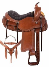 Western Barrel Racing Horse Saddle Premium Leather with tack set 10'' to 18' in