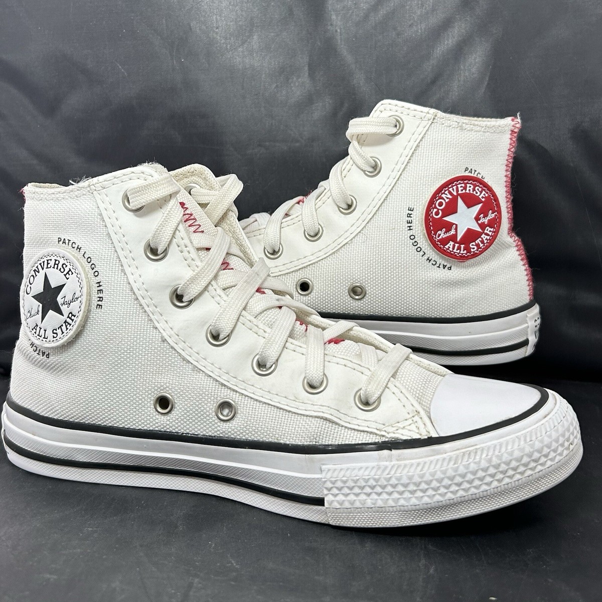 Chuck Taylor Converse High Top Trainers Rare Removable Patch White UK3 