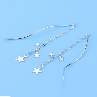 Gorgeous Stars Silver SP Simple Chain Dangle Thread Earring 
